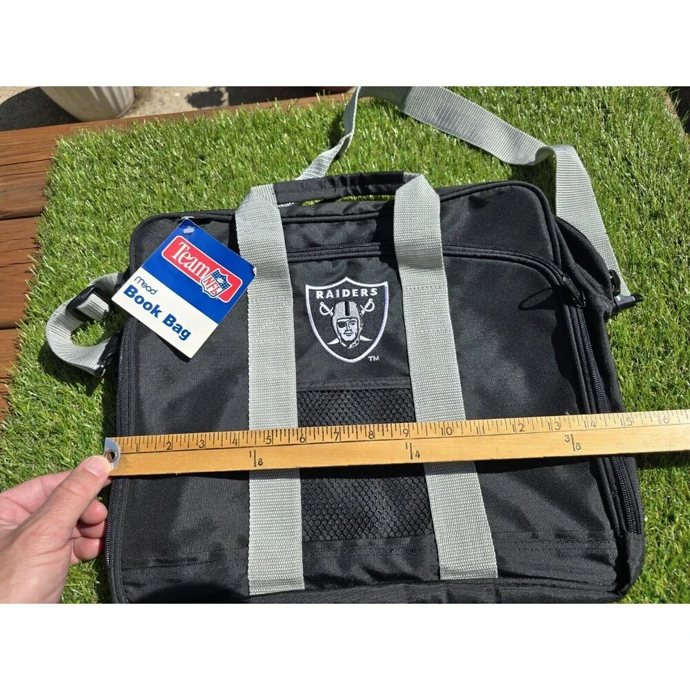 Vintage 1990s Mead NFL Raiders Messenger Carry-on Gym Laptop Book Bag NWT